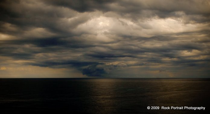 Storm brewing off Bass Strait at sunset